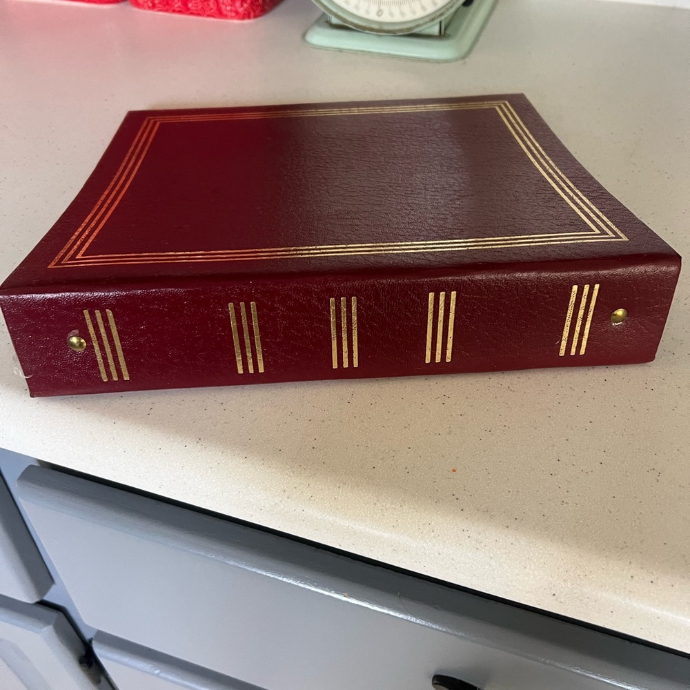 Elegant Vintage Red Photo Album with Gold Accents